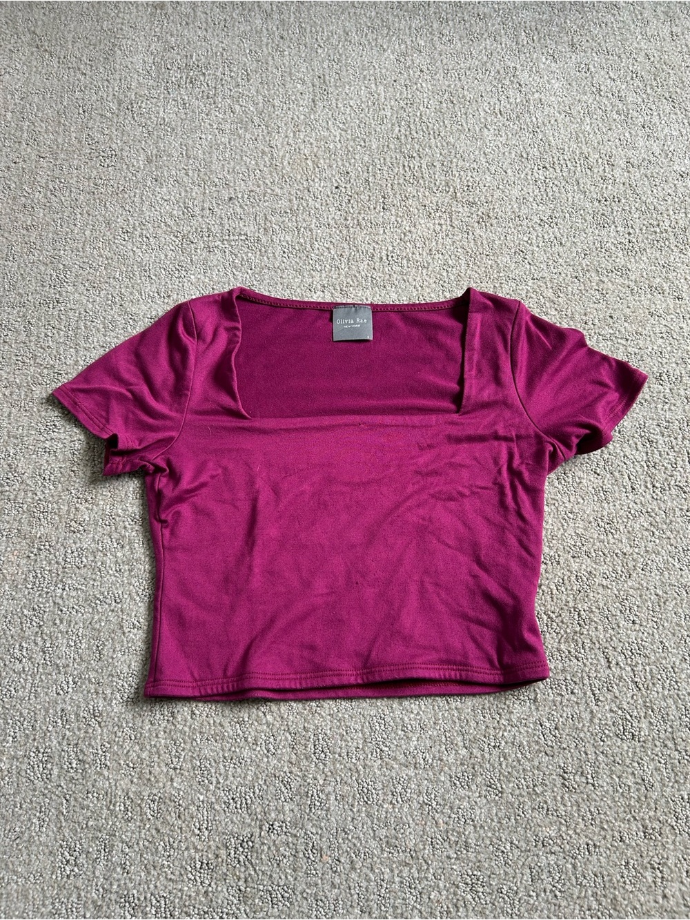 Olivia Rae magenta red Crop Top Tee Square Neck Size Small Stretchy soft